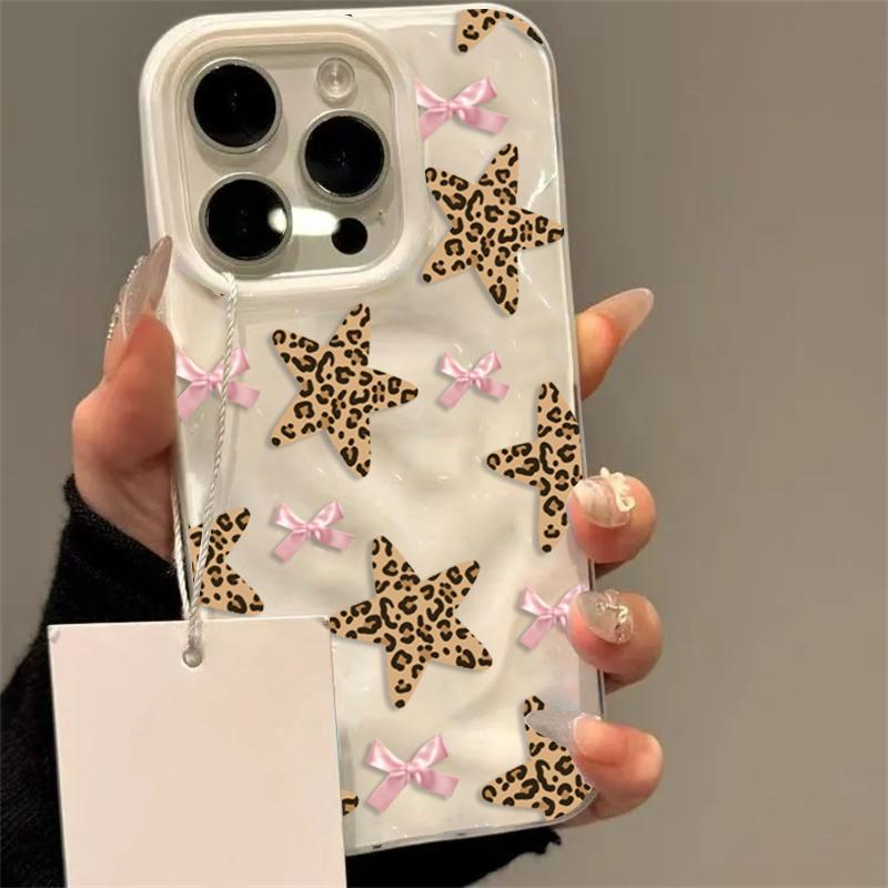 Leopard Print Stars Pattern Folds Texture Phone Case For iPhone 17 Pro Max 16 Plus 15 14 13 12 11 17 Air Shockproof Bumper Cover