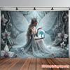 2D White Ice Fairy Tapestry Magical Orchid Forest Wall Art Decor