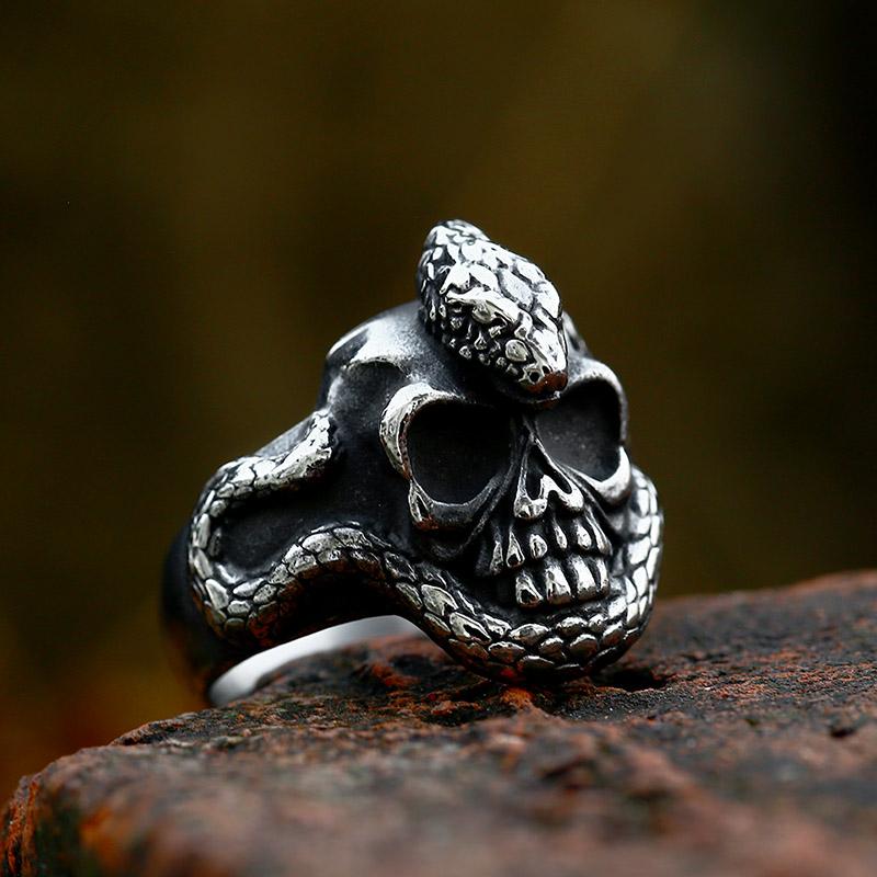 BEIER 2022 New Design Stainless Steel Skull Snake Ring Punk Gothic Biker Jewelry For Men Wholesale Gift Dropshipping