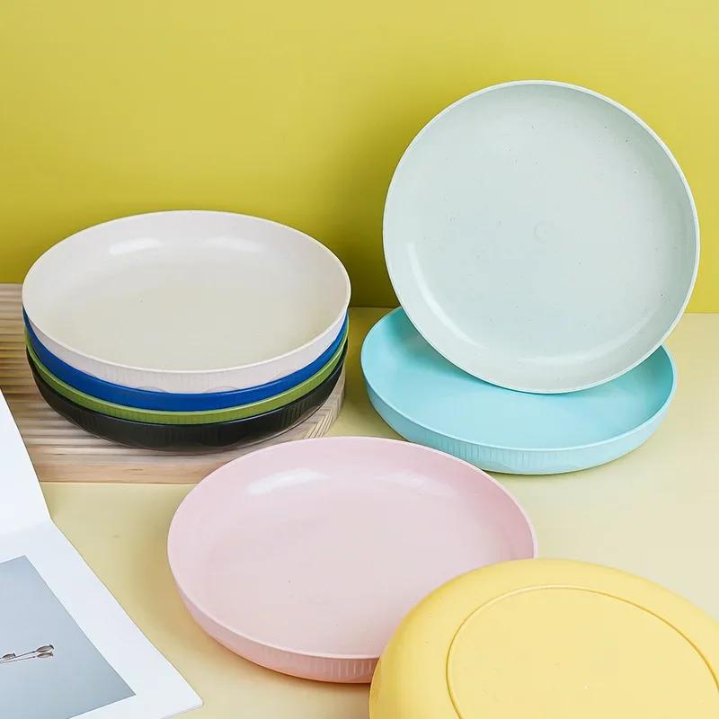 23cm Lightweight Unbreakable Wheat Straw Plates Deep Dinner Plate for Kids Toddler Adult Dishwasher Microwave Safe