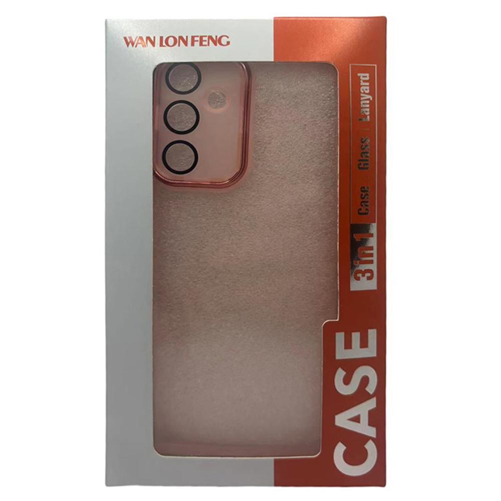 WANLONFENG DKSM2 Series For Samsung Galaxy A35 5G Case TPU Clear Phone Cover with 2Pcs Screen Film/Electroplated Lens Frame