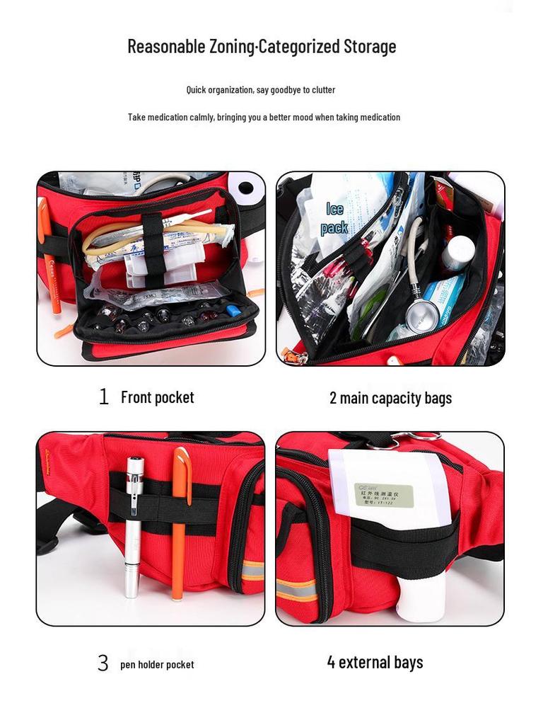 CDC Medical Emergency Waist Bag - Portable First Aid and Medicine Storage Crossbody Bag