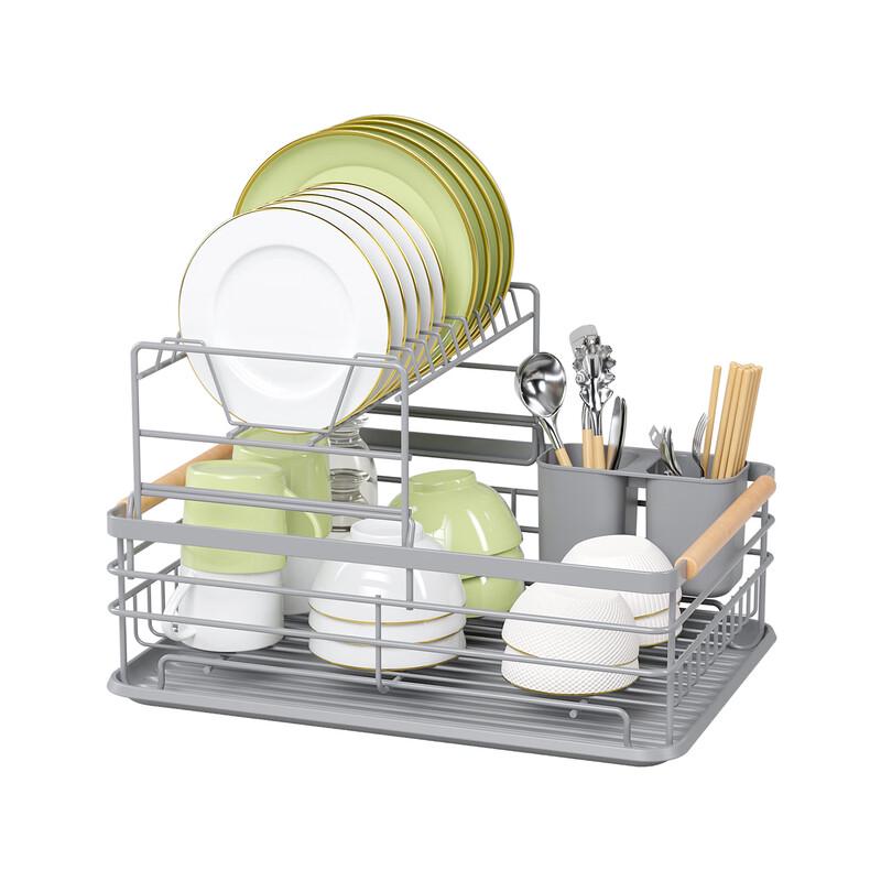 Nordic Carbon Steel Foldable Double-Layer Kitchen Dish Rack