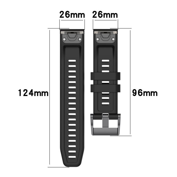 For Garmin Fenix 7X 26mm Silicone Sport Pure Color Watch Band