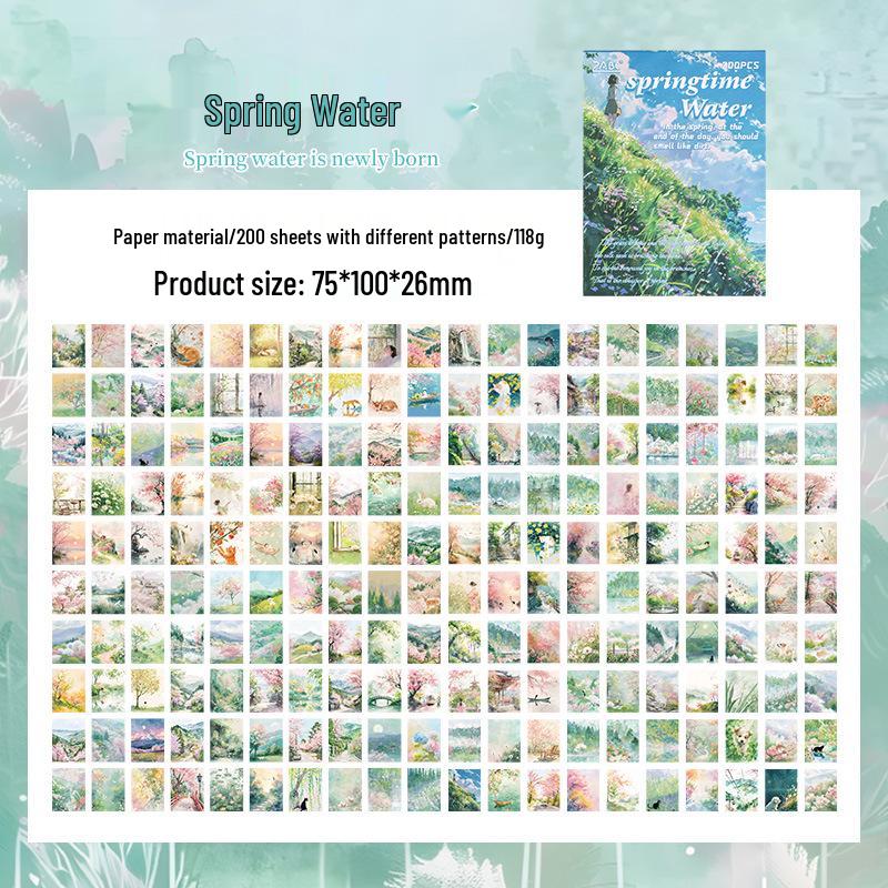 Yuezhen Four Seasons Memo Pad: Non-Adhesive Paper Journal with Stickers