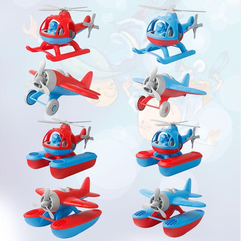 Durable Plastic Aircraft Model Toy Cartoon Beach Airplane Wwii Fighter Jet Helicopter Red/blue