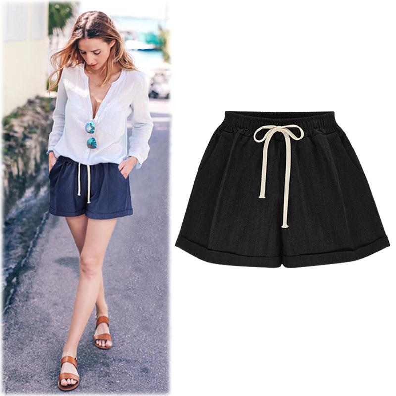 Wide-leg Pants Women's Summer Black Pants For Women Loose Informal Shorts Large Size Thin Three-point Pants
