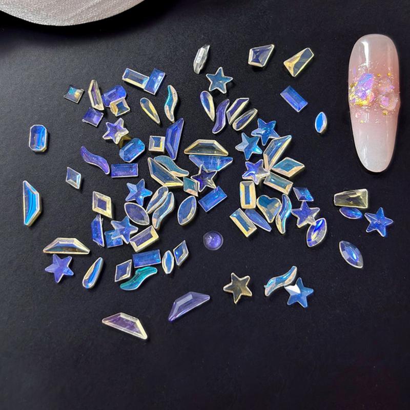 100Pcs Mixed Aurora Rhinestones Nail Beads Colorful DIY Charms Gems Women Manicure Art Professional Salon Kit