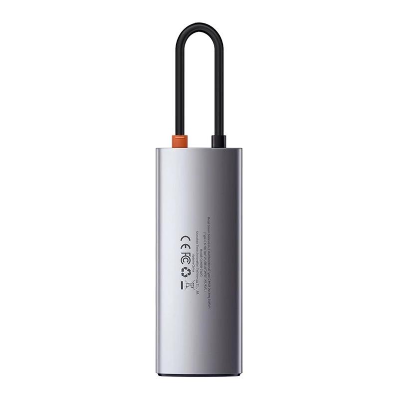 Hub 5W1 Baseus Metal Gleam Series, Usb-C Do 3X Usb 3.0 + Hdmi + Usb-C Pd