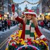 Roter Weihnachtskoboyhut mit weißer Krempe Feiertags-Westernkostümzubehör Nikolaus-Cowboyhut für Erwachsene für Silvesterpartys