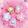Sanrio Leopard Print Bear Series Hello Kitty Plush Keychain Bag Pendant Ornament Sweet Birthday Gift For Kids And Girls