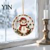 Office Holiday Decorations Christmas Acrylic Hanging Ornament, 2D Flat Double Side Printed Home Decor Santa Snowman Pendant for Tree Window, Festive