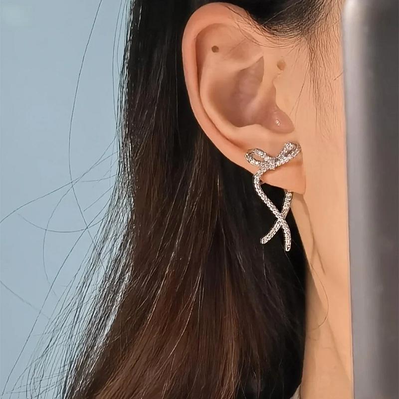 High-End Luxury Bow Mosquito Coil Design Earrings: Unique, Fashionable, All-Match Ear Clip for Women.