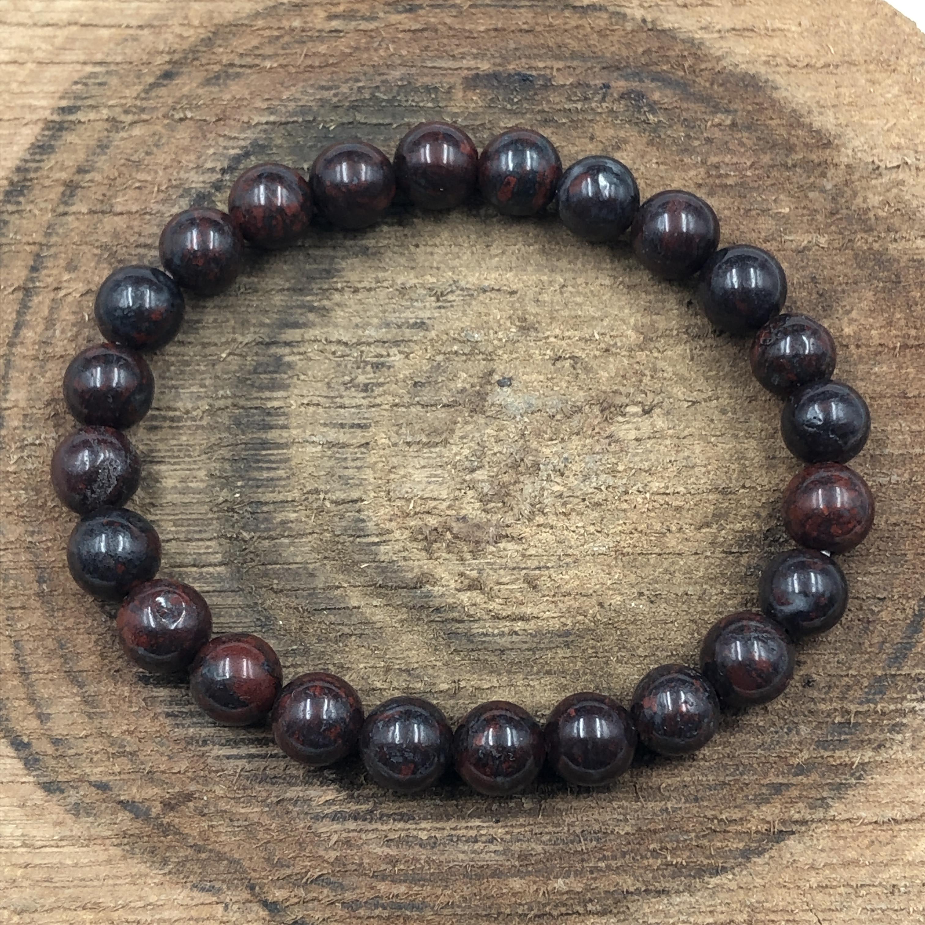 8 мм Натуральные Бусины из Камня Тигровый Глаз Ручная Работа Эластичный Браслет 7.5  Подарок на Особый Случай RBB-54