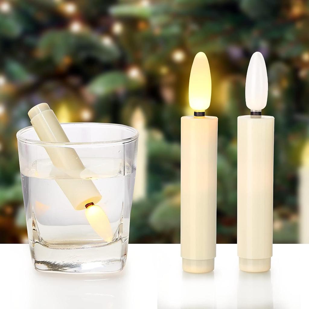 20 PCS Christmas Tree Candles Lights Flickering,Clip on Candle Battery Operated Taper Candle Stick with Timer,Mini Flameless Candles for Wreath