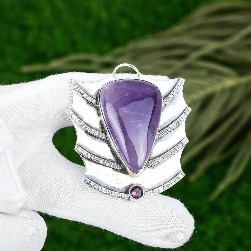 Present till henne 925 Sterlingsilver Naturlig Stjärnametist Ädelsten Smycke Hänge