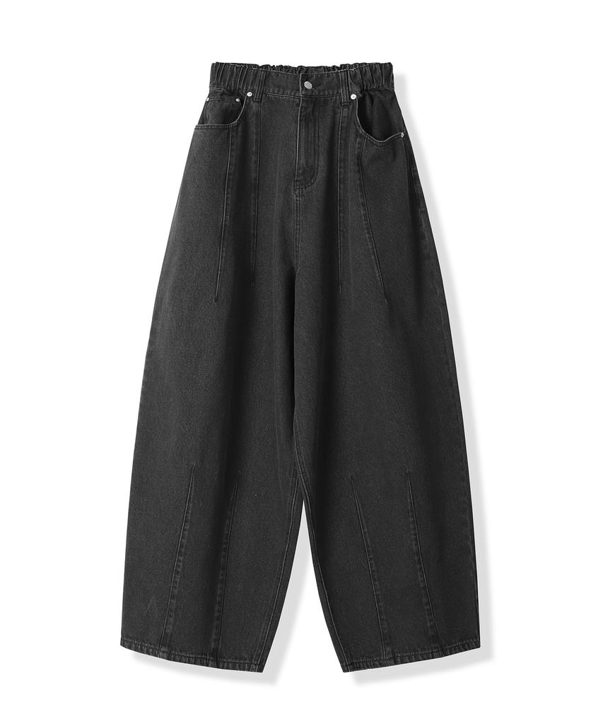 AVANDRESS Super Wide Dart Denim Pants Black