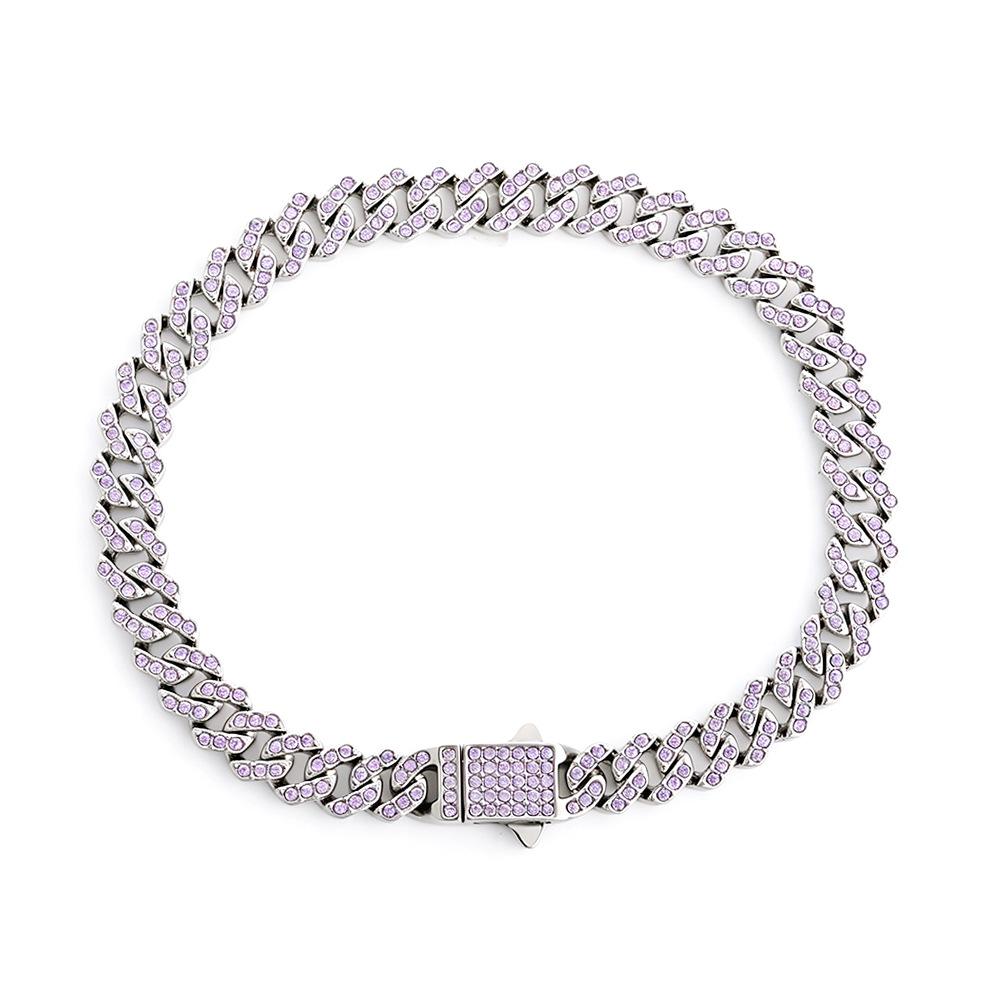 Double Row Cuban Chain Bracelet Men and Women Stainless Steel Full Diamond Zircon 6mm Hip Hop Cool Jewelry 16cm