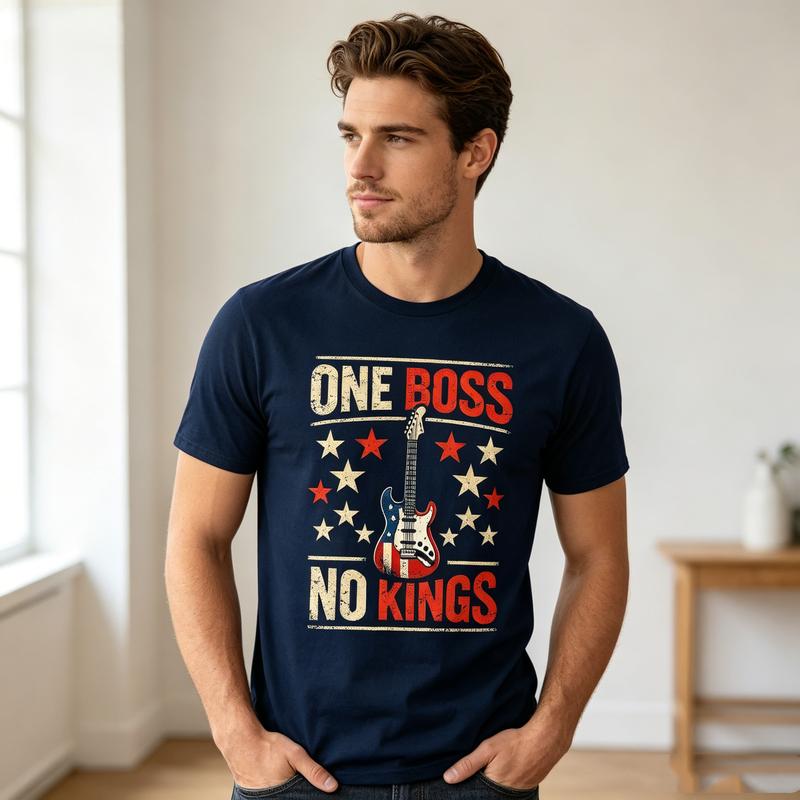 Rock Guitar Shirt One Boss No Kings Music Lover TShirt 100Cotton Crew Neck Short Sleeve Trendy Casual Tops