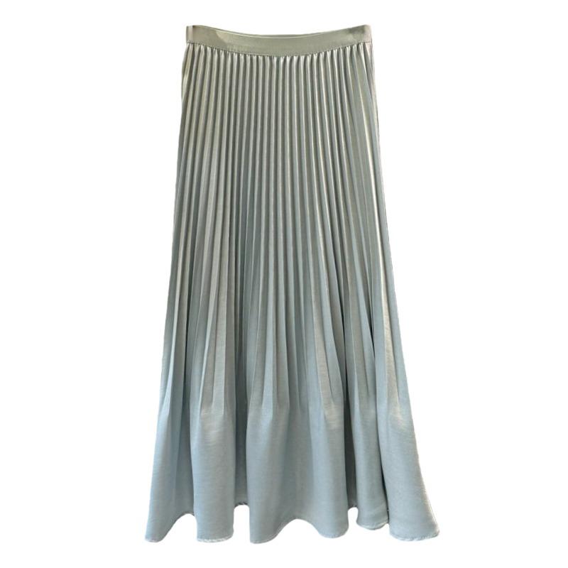 Early Spring New Gentle Wind Design Temperament Fashionable Pleated Skirt Women's Medium and Long Versatile A-shaped Skirt