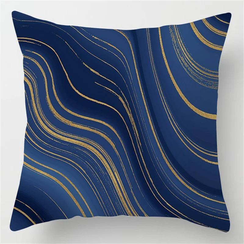 Blue Geometric Shiny Pattern Pillowcase Office Living Room Home Pillowcase Car Ornaments