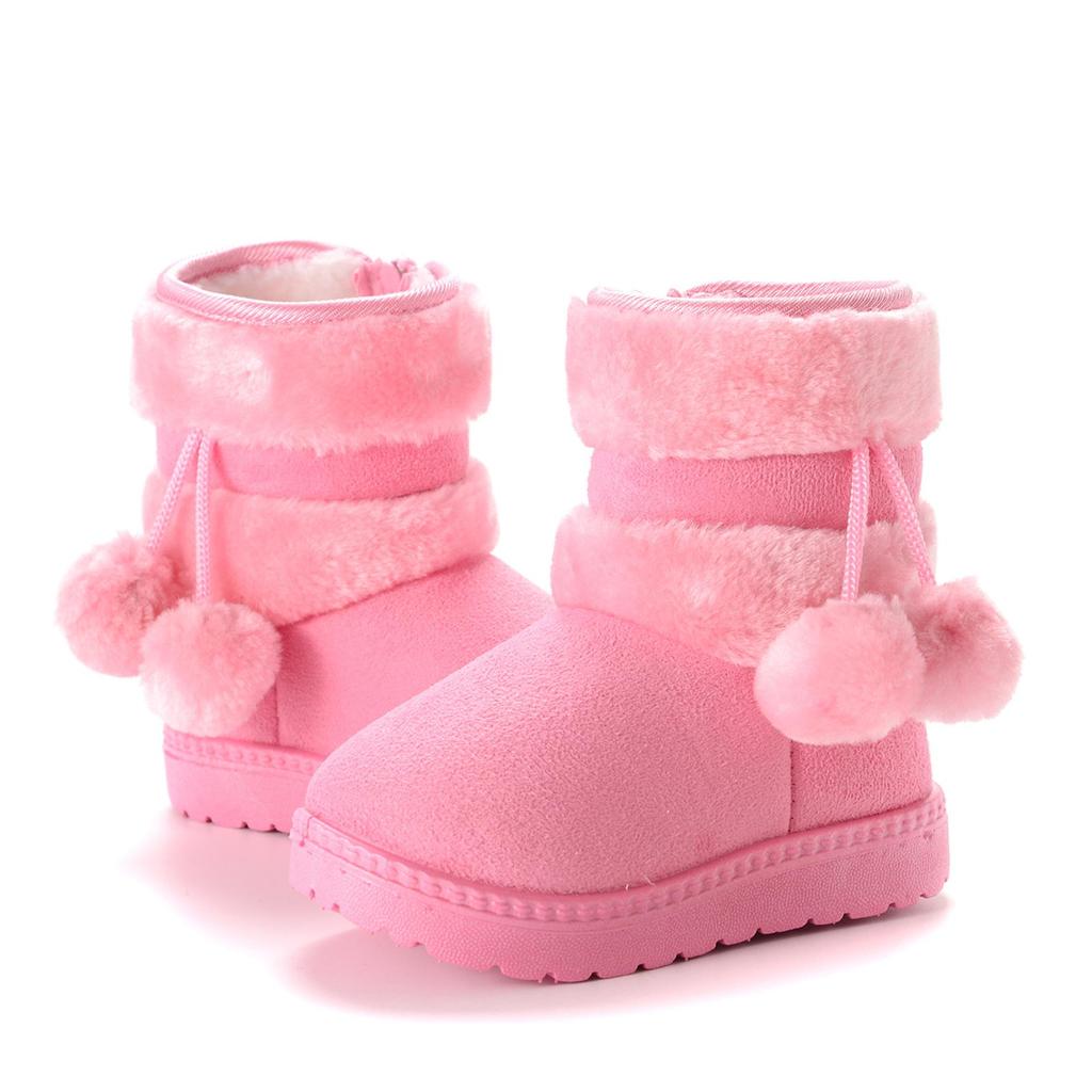 Children's Pom-Pom Snow Boots 2025 - Warm Winter Cotton Shoes