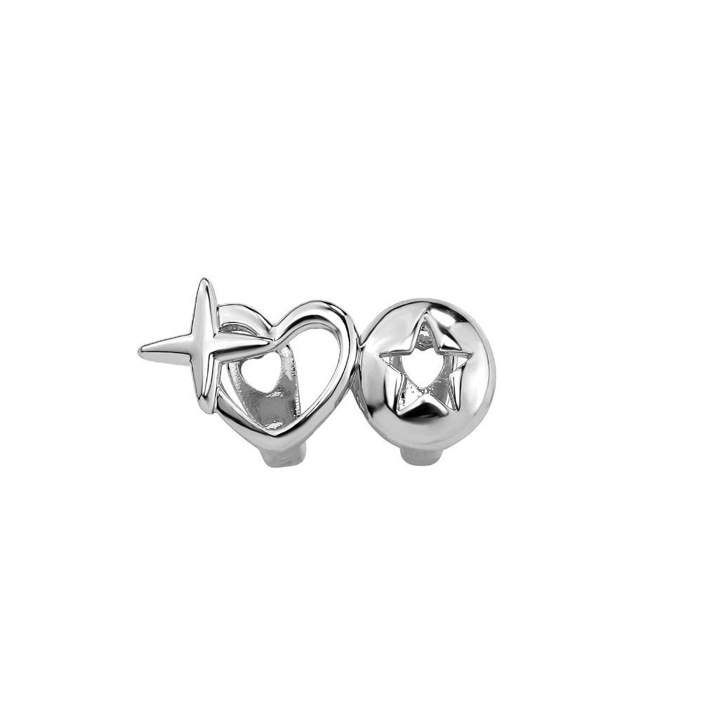New Hollow Heart Hip Hop Tooth Grillz Heart Shape Copper Tooth Caps High Polish Teeth Jewelry Hip Hop серебряный