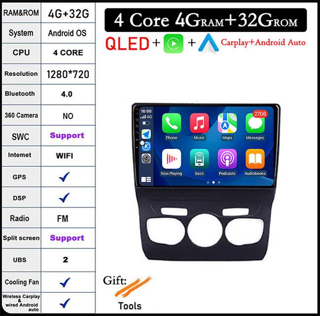 10.1'' Android 14 For Citroen C4 C4L DS4 2013 - 2016 Car Acesssories Navigation GPS Car Radio Multimedia Video Player 4G LTE