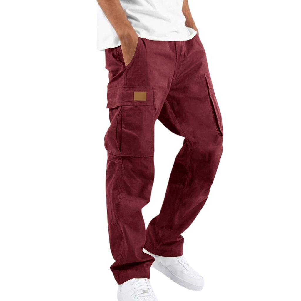 Men's Multi-Pocket Cargo Pants for Outdoor Hiking and Work