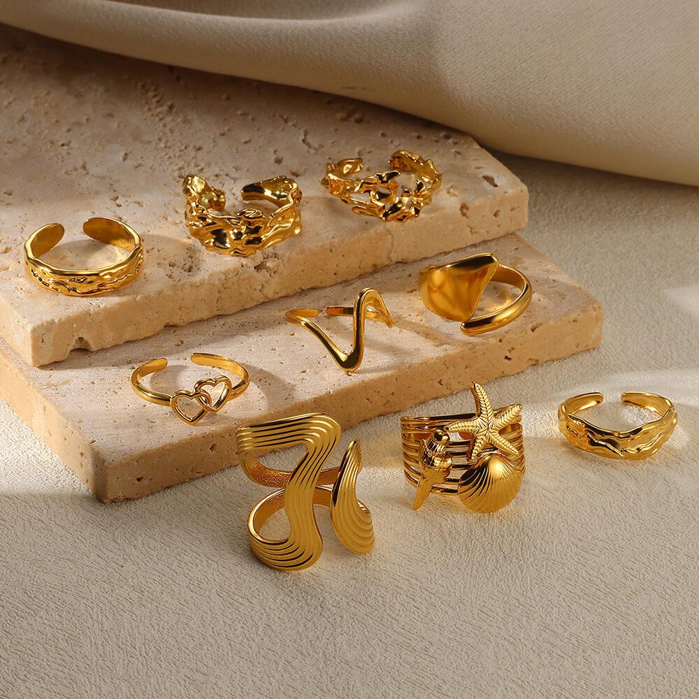 Stainless Steel Geometric Irregular Snake Ring