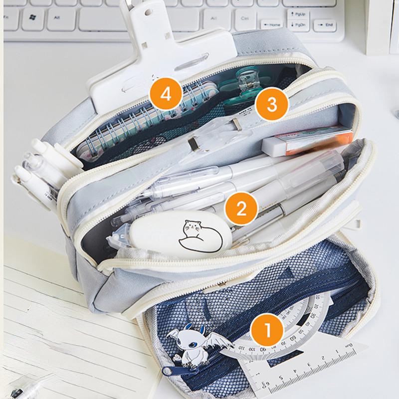 High Capacity Pencil Case Simplicity Solid Color Pencil Bag High Capacity Zipper Design Stationery Storage Bag Student Supplies