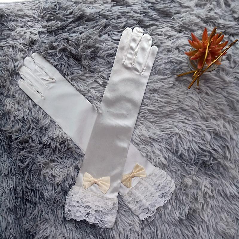 Medium And Long Wedding Etiquette Bow Lace Stage Performance Clothing Accessories Stretch Gloves