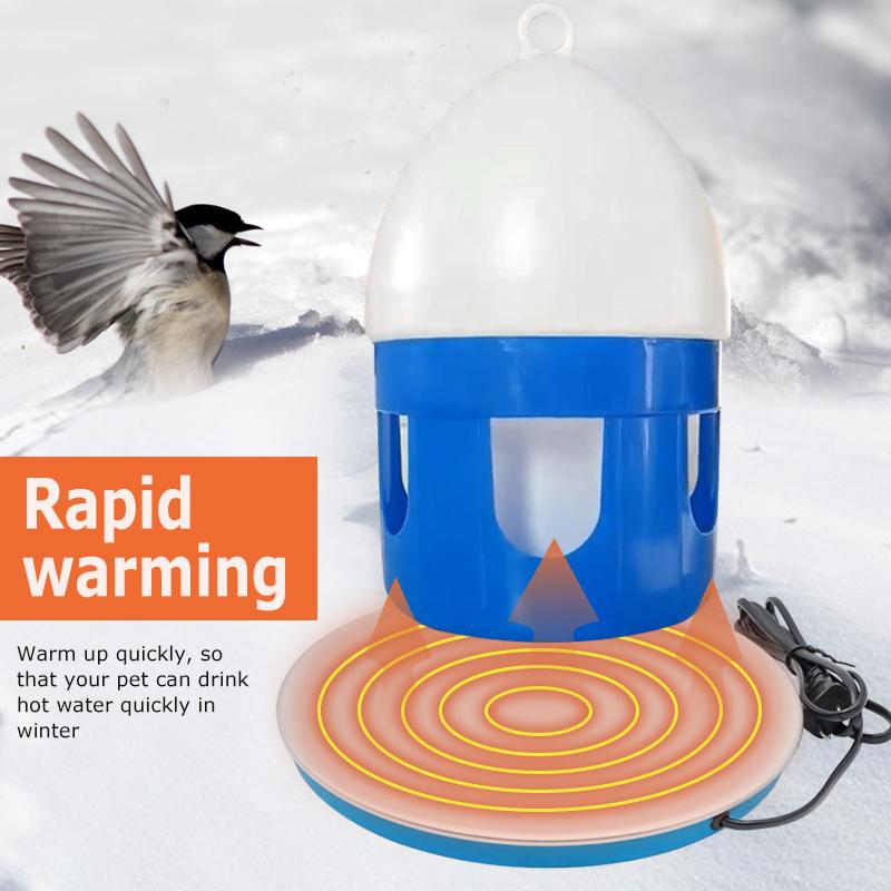 Poultry Drinking Heating Water Heater Pet Animals Chicken Bird Winter Drinker 220V Farm Drinker Heater with EU Plug Adapter