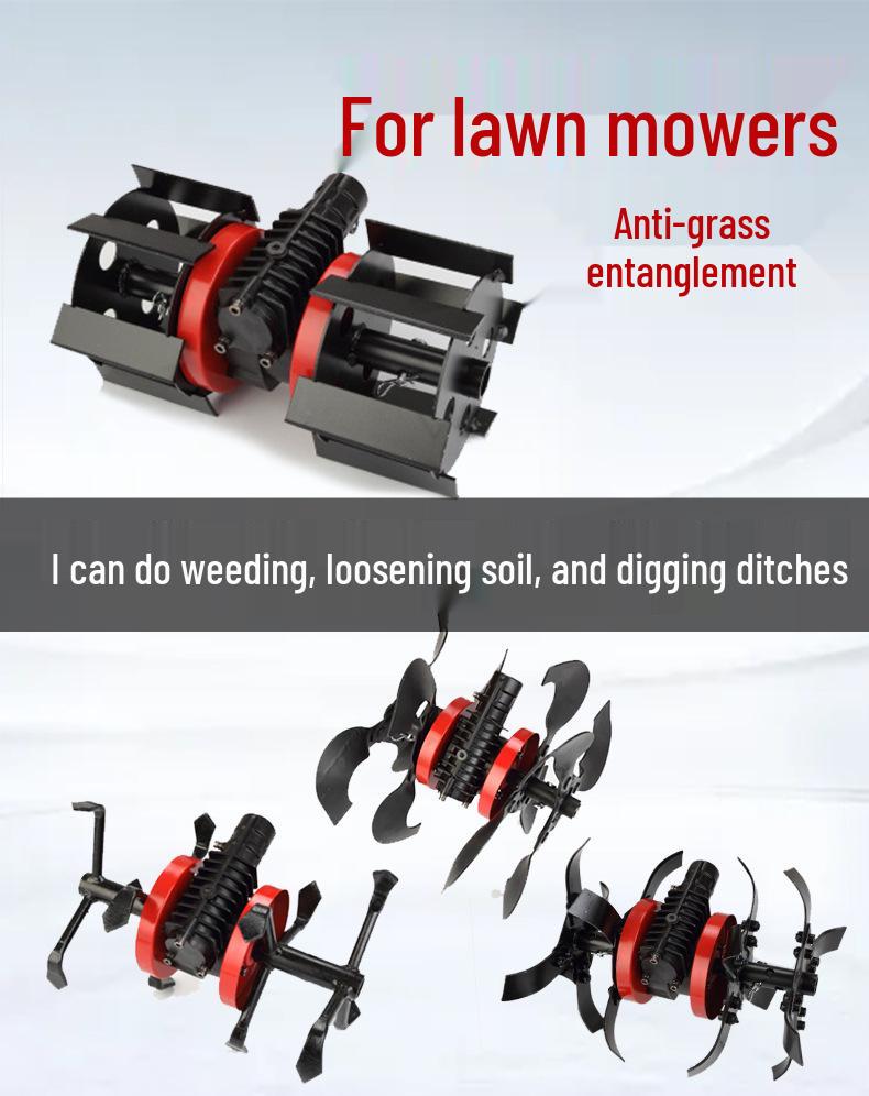 Atașament Multifuncțional de Dezburuienat cu Roată pentru Motocoasă pentru Cosit și Săpat