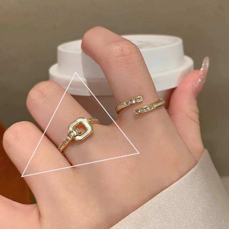 VENTFILLE CopperCreative Glossy Round Bead Ring Retro Exquisite Geometric Personality Opening Party Jewelry