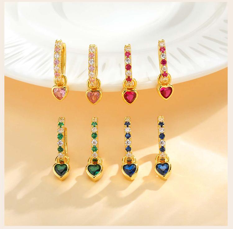 Petites Boucles d'Oreilles Créoles Huggie pour Femmes, Boucle d'Oreille Pendante Cœur Zirconium Cubique, Boucles d'Oreilles Accessoires de Mode Piercing