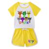 Kids' Summer Color Block Sports Set: Short Sleeve T-Shirt & Hot Pants