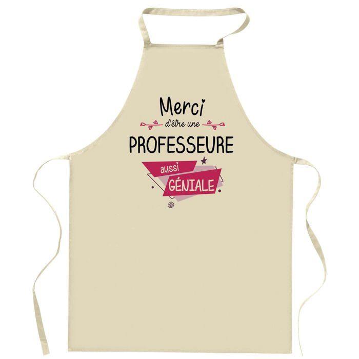 Tablier de cuisine - Professeure Merci Géniale - Impression Bretonne - Coton résistant - Imprimé en France