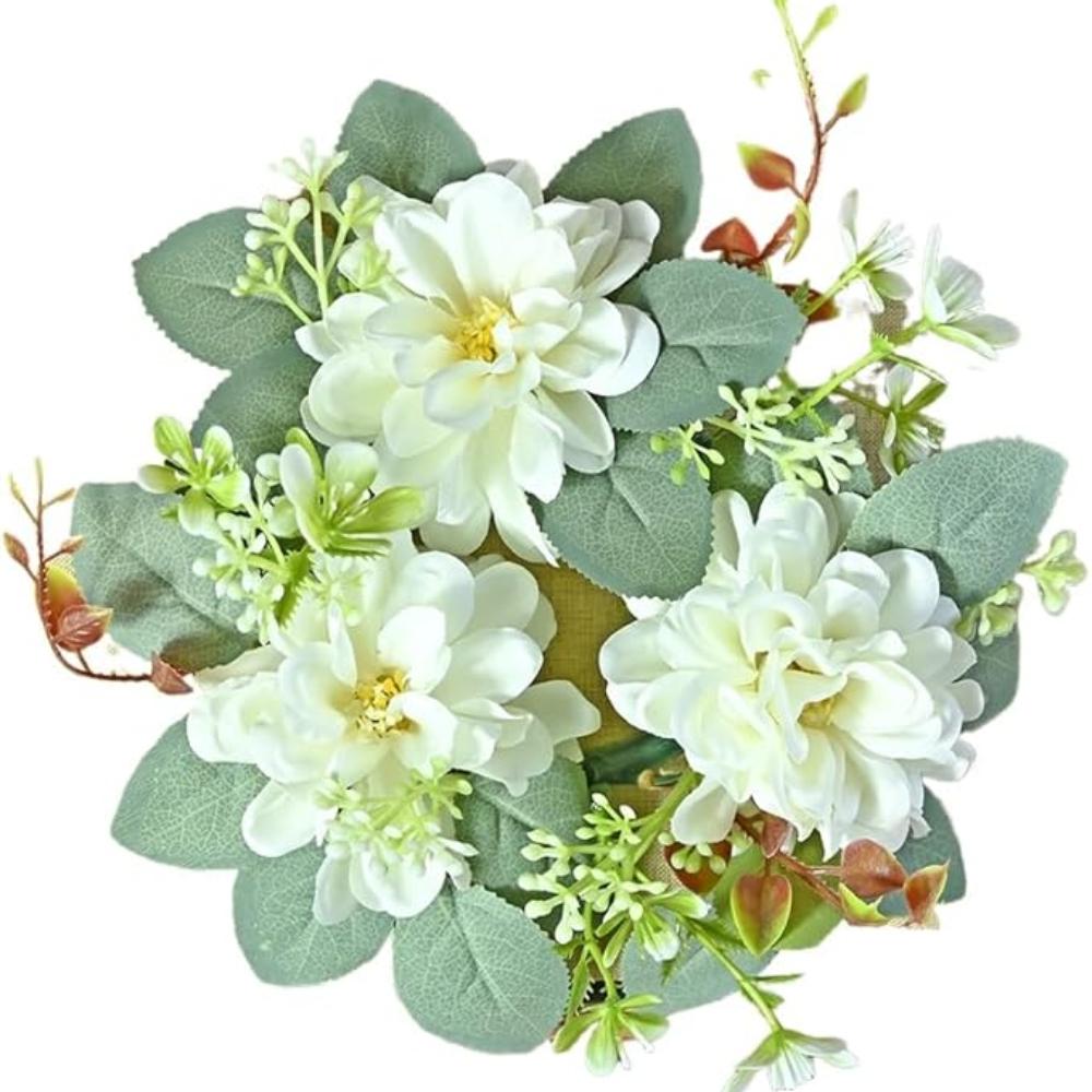 

2 шт. искусственных георгинов многоразовые свечи кольца венок настольный декор подсвечники гирлянды искусственные гирлянды для декора стола свадебный реквизит для фотосъемки белый