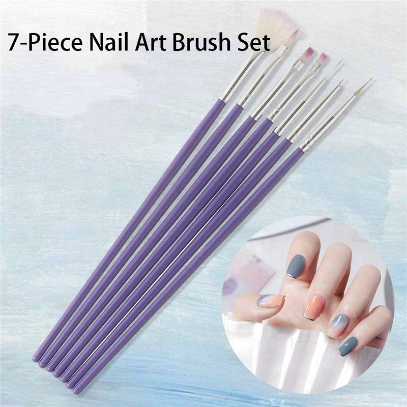 7PCS Professional UV Gel Nail Art Brush Painting Drawing Polish Manicure Tips Tools Liner Dotting Pen Set