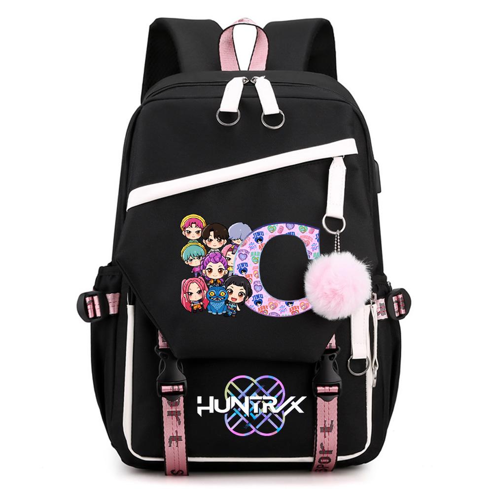 26 Engelsk Bokstav K-pop Demon Hunters Tryckt Ryggsäck med Stor Kapacitet för Tonåring Student Flicka Pojke Skolväska Bokväska Kvinnor Vattentät Resväska Gåva