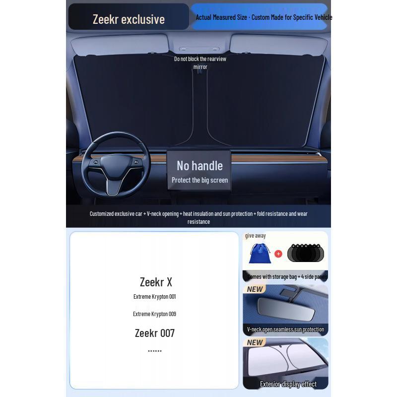 Car Sun Visor Sunshade for Small Windows - Heat Insulation Curtain for Interior Windshield