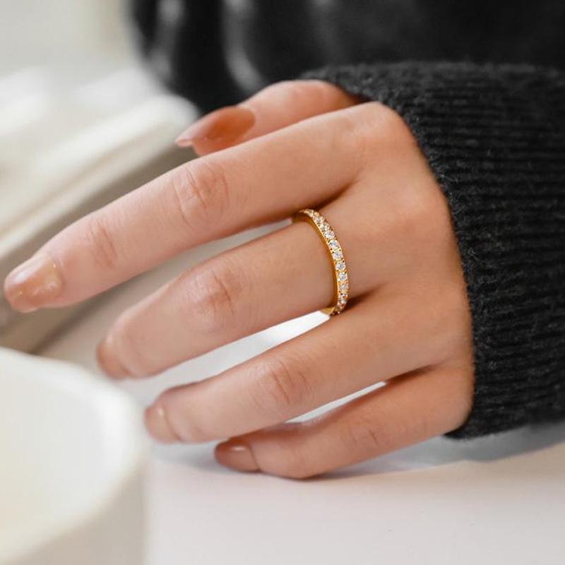 Korean Style Simple Full Circle Titanium Steel Ring Female Bestie Couple Ring Same Style Trendy Jewelry