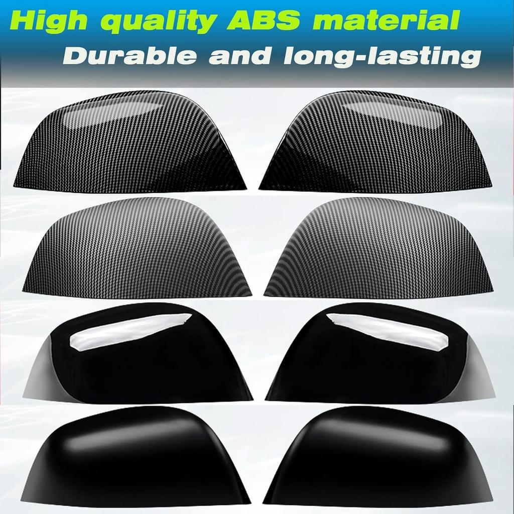 For Tesla Model Y Rearview Mirror Guard Cover, Side Mirror Cover Exterior Accessories Fit For Model Y -2024 (Model Y-Gloss Carbon Fiber Pattern)