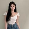 Sweet and Spicy Girl Floral Suspender Tank Top Women's Summer Pink with Chest Cushion Sexy Tie Slim Fit Short Top for External Wear