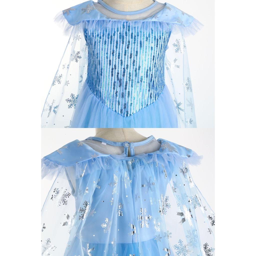 Kinder Prinzessin Kinder Licht 100cm [MANAMANA] Kinderkleid, Kleid, Kleid, Tiara, Schneeflocke, Stab, Handschuhe, 4-teiliges Set, Kostüm, Blau, Mädchen, 100,