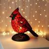 Resin Red Bird Table Lamp Handmade Stained Glass Lamp Bird Decor Light  Bedside Table