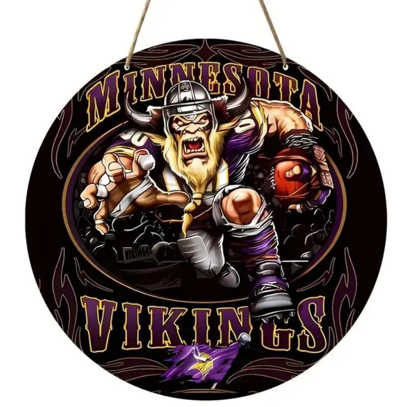 American Football Round Wooden Sign, home Room Holiday Festivals Front Sence Door Wall Hangng Art Sign Decor, Gift for Rugby Fans