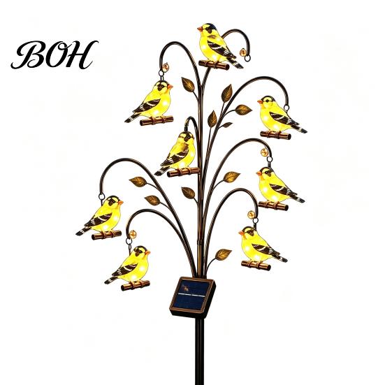 Metal Home And Garden Art Solar Bird Light, Decorative Outdoor Yard Stake Decor for Balcony Weather Resistant Statue Light Lawn Patio Pathway Backyard