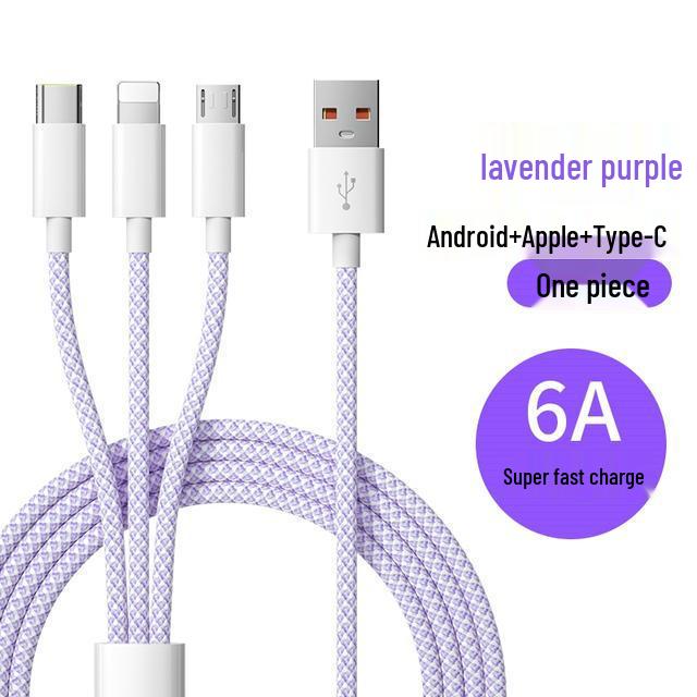 

3-in-1 66W Fast Charging Cable - Compatible with Android, Xiaomi, Apple, Huawei, Vivo for Car Use. 1m